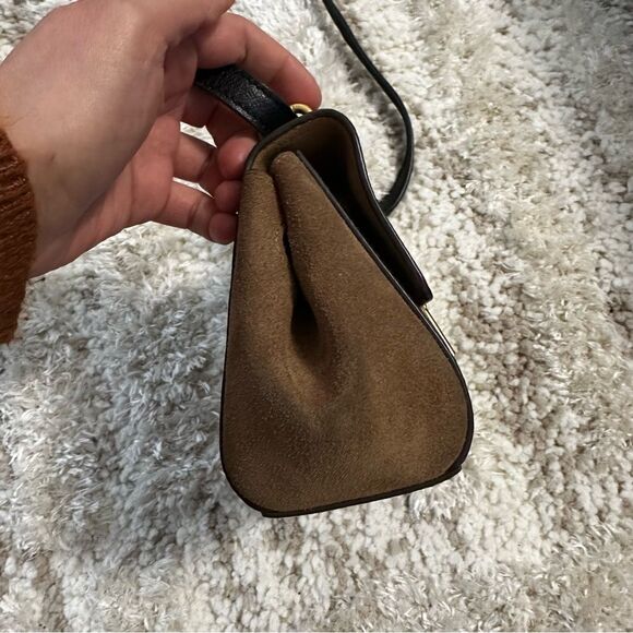 Tory Burch Juliette Black Leather Brown Suede Women's Mini Bag - Picture 3 of 12